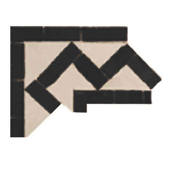 Mosaic House Moroccan tile ZigZag S Corner 1-6 White Black  zellige, mosaic, zellij, border, glaze, simple 